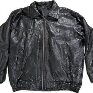 leather coat jacket men large Zip